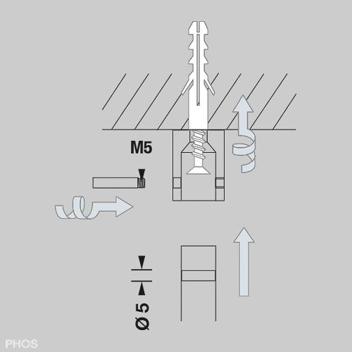 T0G Подвесной шкаф с платяной штангой и стеклянной полкой, потолочный монтаж PHOS  - Вид №3