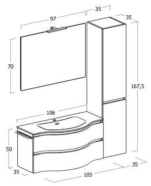 LEGNOBAGNO Настенная тумба под умывальник с ящиками Urban sun-id-1460196 - Вид №2