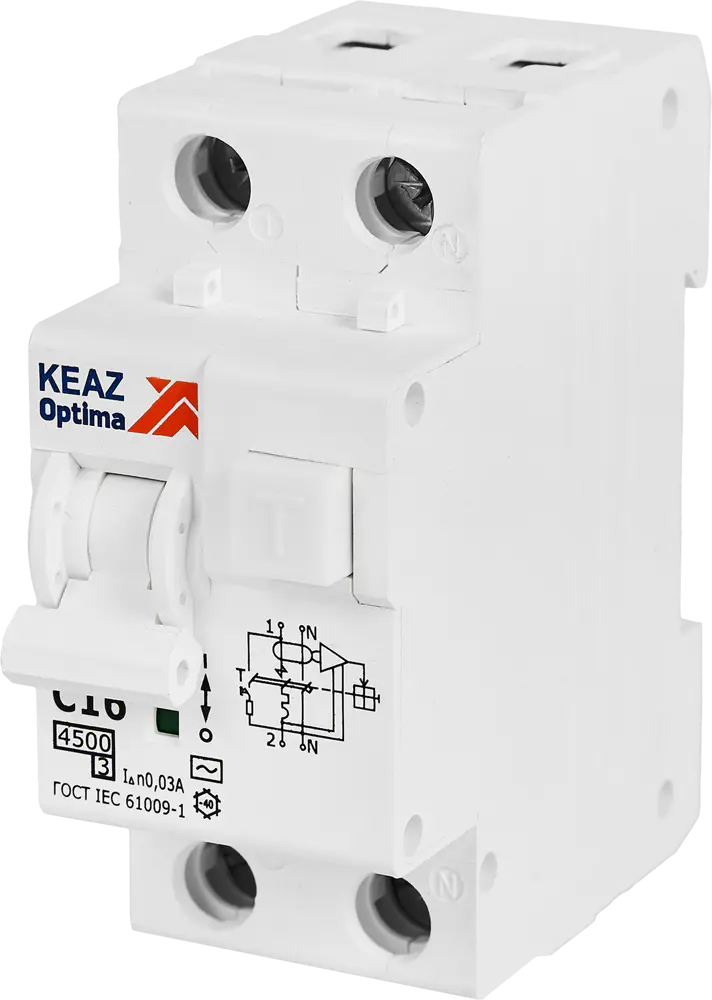 Дифференциальный автомат КЭАЗ Opti Din 16А для защиты электросети 89206635