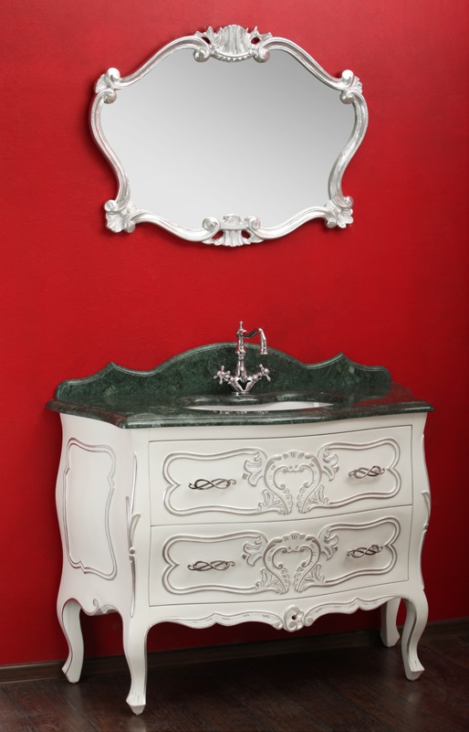 Тумба под раковину MIGLIORE Vittoria ML.VIT-BA115.BI.AG Bianco с декором Argento GM.VIT-BA115.BI.AG - Вид №1