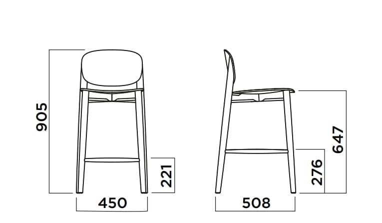 Высокий стул из массива дерева со спинкой Infiniti Harmo ARCH-00117295 - Вид №6