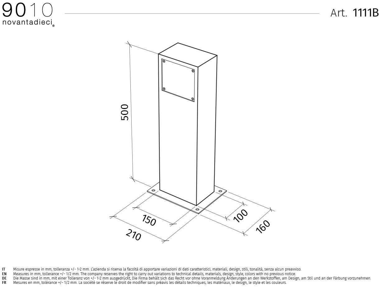 9010 novantadieci Светодиодный столбик из бетали®  1111b  - Вид №1