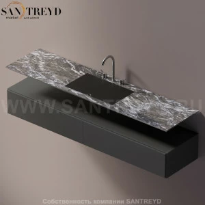 AELLN0CC11820KD Подвесная раковина настенная прямоугольная Agape Ell серая