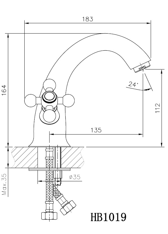 HB1019 Смеситель для раковины , хром Haiba  - Вид №2