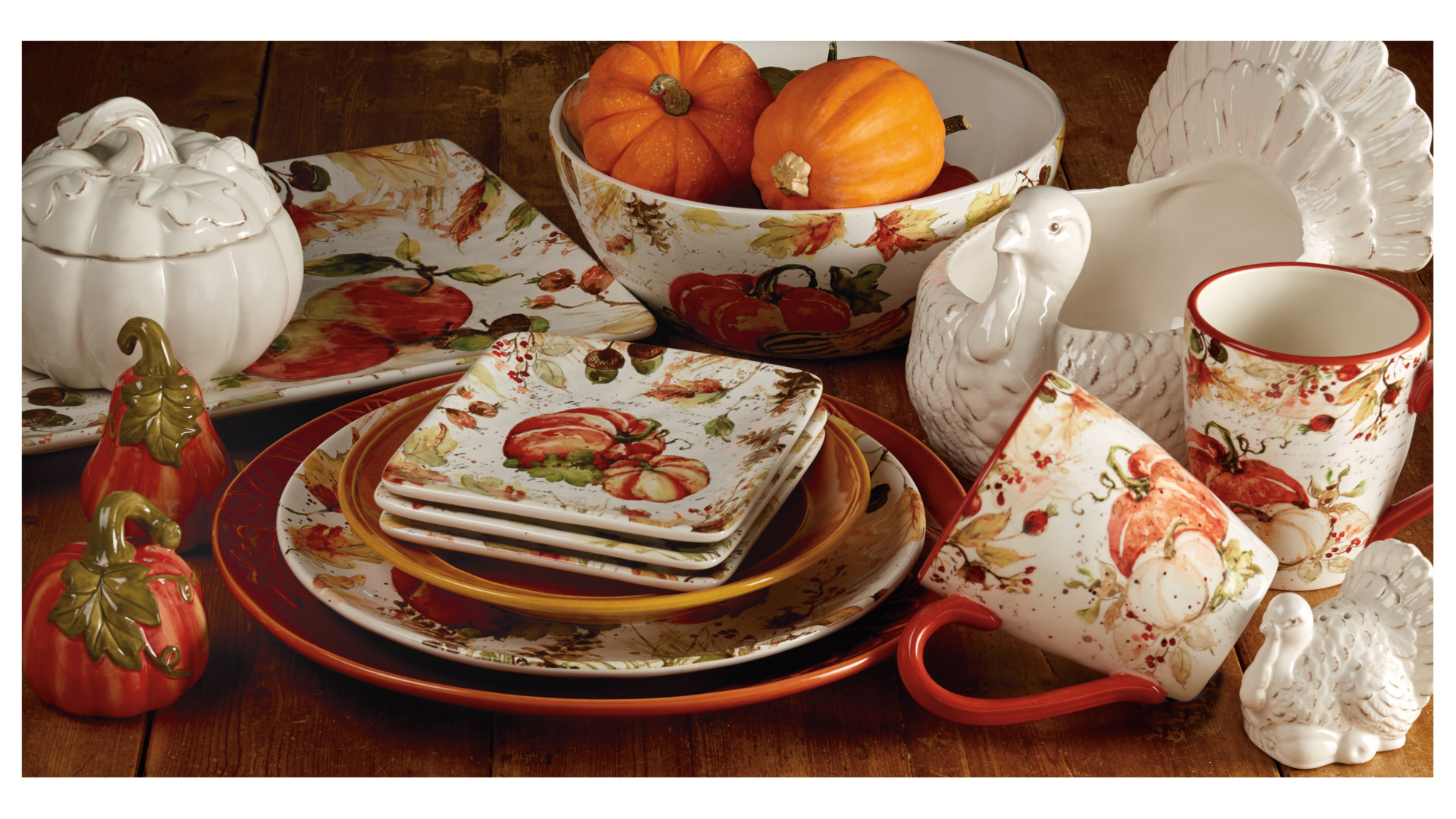 10642248 Certified International Набор для соли и перца 3D Certified Int. Осенние краски.Тыквы 7см, 10см, керамика Керамика  - Вид №2