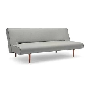 Диван Unfurl с ножками из темного дерева и черной рамой, светло-серый