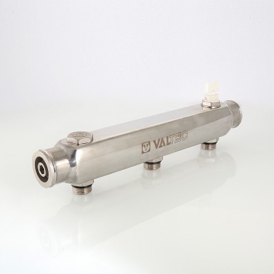 VTc.510.SS.060407 Коллектор из нержавеющей стали с межосевым расстоянием выходов 100 мм Valtec 1", 7 x 1/2"  - Вид №7