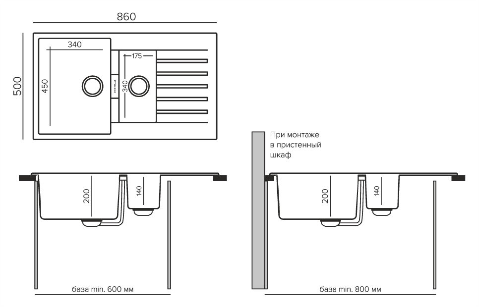 Кухонные мойки Tolero Loft TL-860 856332 - Вид №2
