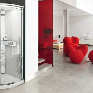 Душевая кабина NEXIS 1 R90 HYDRO Novellini NEXIS цвета белое дерево, с высоким душевым поддоном и крышей