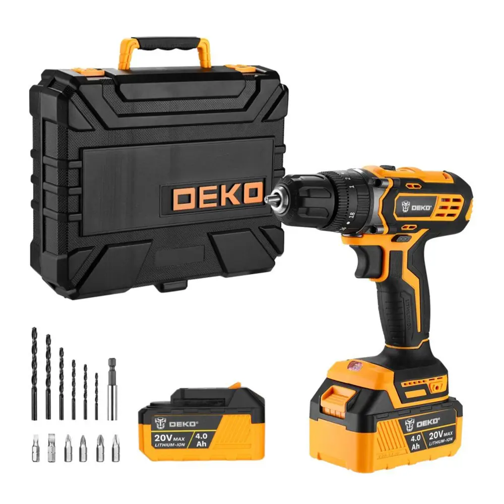 Дрель-шуруповерт аккумуляторная Deko Impact DKCD20, 20 В Li-ion 2x4 Ач STLM-2085677 - Вид №2