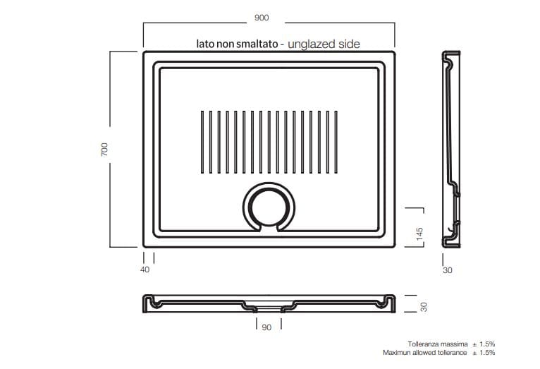Керамический прямоугольный нескользящий поддон для душа TAMANACO CERAMIC 30 WHITE GLOSSY ARCH-00136845 - Вид №1