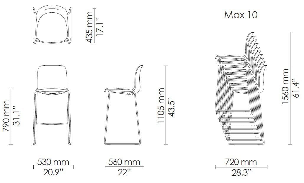 Высокий табурет с мягким сиденьем Howe SixE ARCH-00061164 - Вид №5