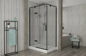 Душевое ограждение (L-open) одна распашная дверь BLACKLINE BS120.3112AB bravat