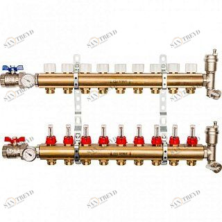 Коллектор из латуни на 9 вых. с расходомерами STOUT SMB0473000009