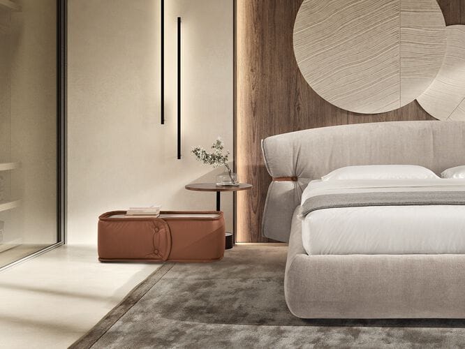 Двуспальная кровать из ткани с мягким изголовьем Max Divani BonBon ARCH-00083422 - Вид №7