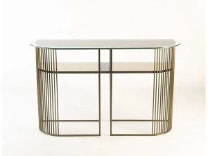 Консоль полумесяца из стали и стекла