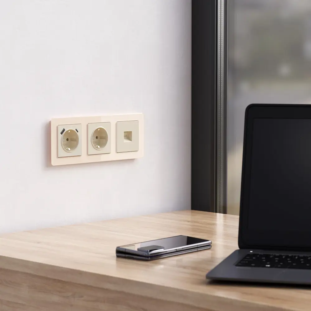 Рамка для розеток WERKEL Acrylic в цвете айвори - 3 поста 86884243 STLM-0072323 - Вид №4