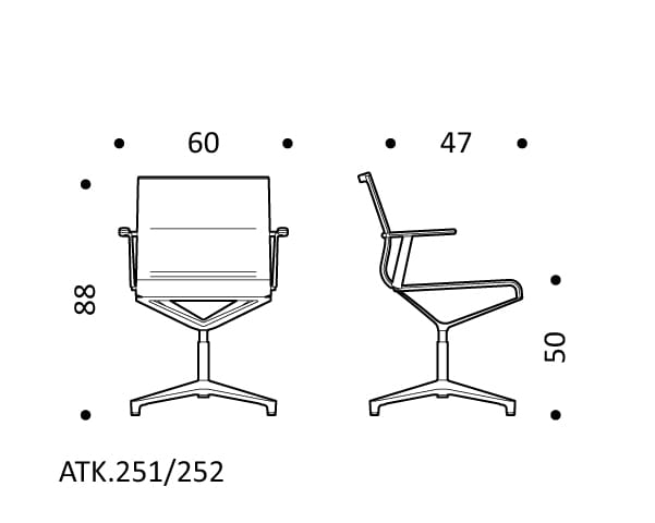 4-спицевое кожаное вращающееся офисное кресло ICF Stick Chair ARCH-00063414 - Вид №5