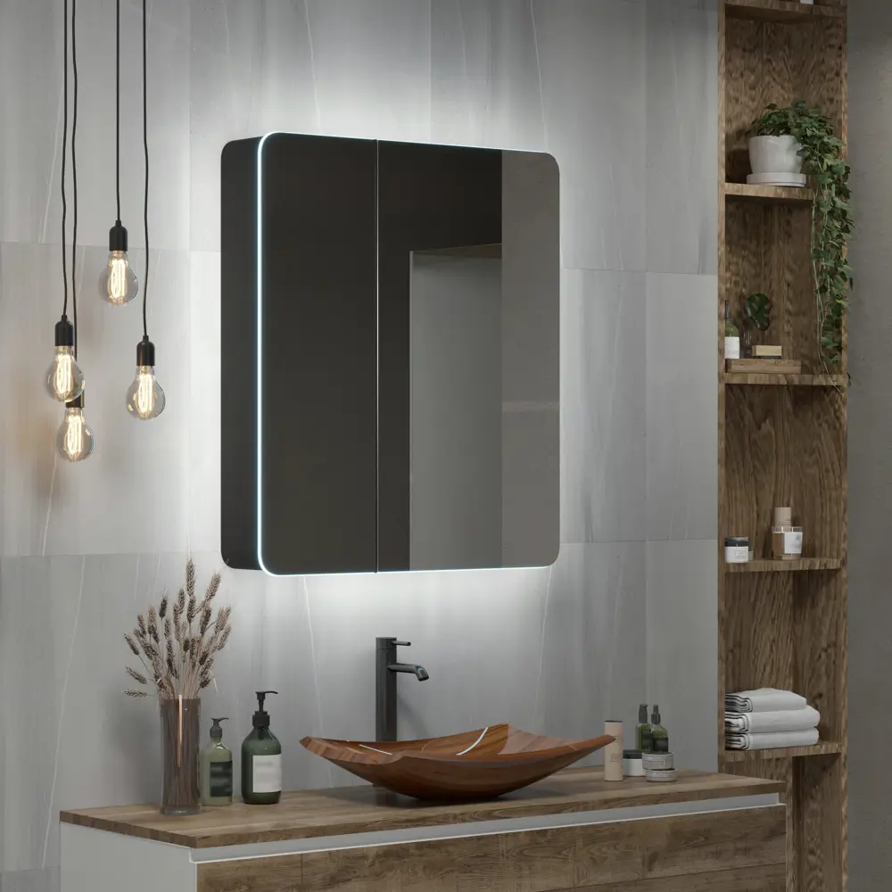 Зеркальный шкаф Santreyd Perfect с LED-подсветкой для ванной 85104662 Perfect Black LED STLM-0058817 - Вид №6