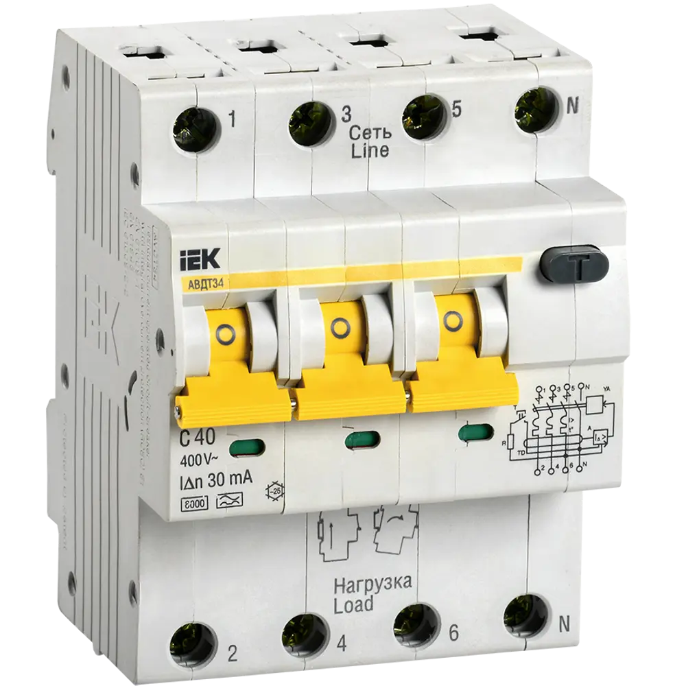 Автоматический выключатель дифференциального тока IEK АВДТ34 C40 30 мА STLM-2116079