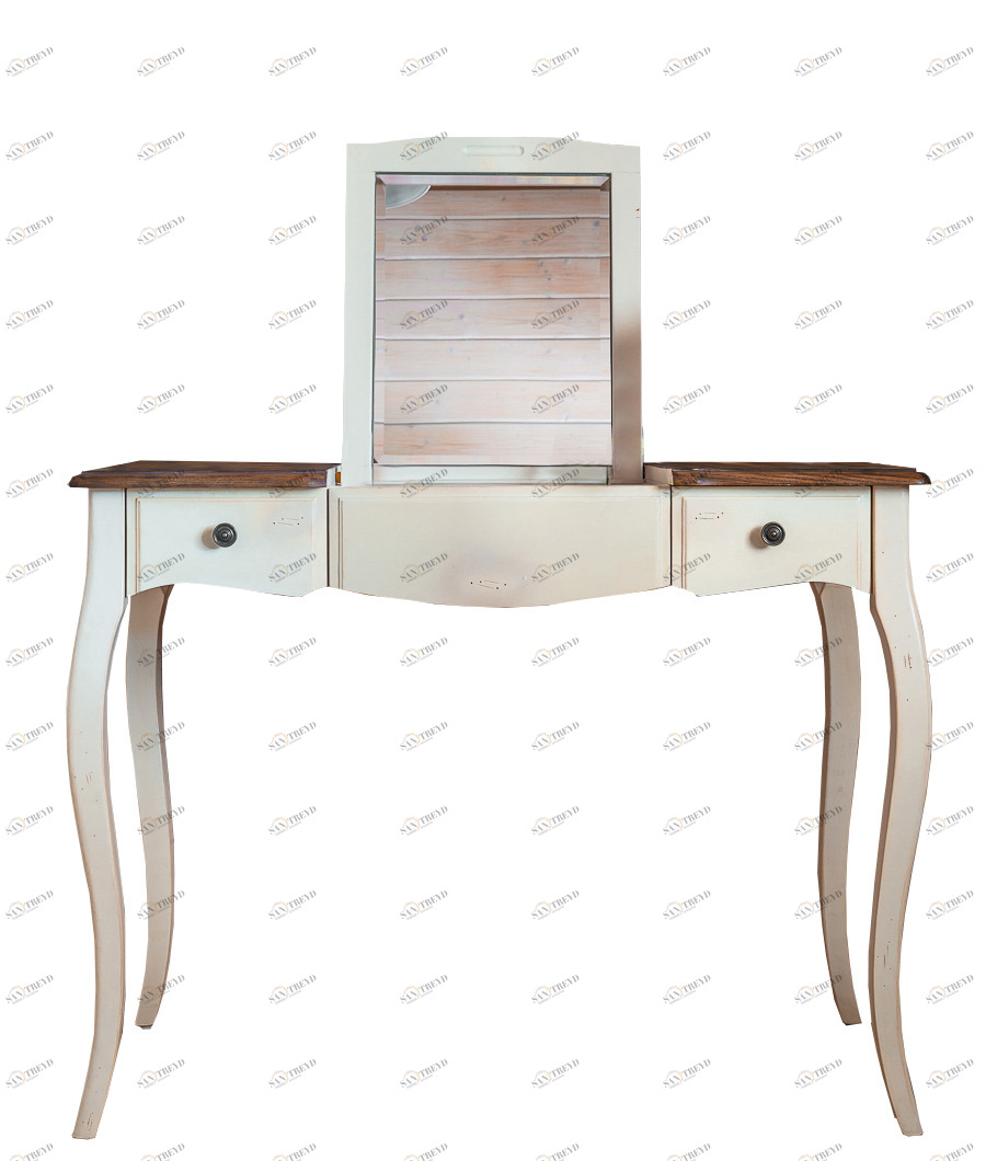 Туалетный столик с зеркалом и ящиками белый Mobilier de Maison ДОМАШНЯЯ ОБСТАНОВКА MOBILIER DE MAISON, ПОД СТАРИНУ 017195 Белый Santreyd 