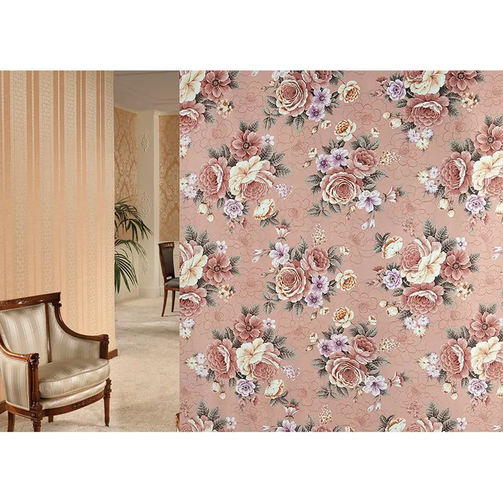 Ткань «Цветы» 1 п/м 280 см блэкаут цвет красный ТОРГОВЫЙ ДОМ ТЕКСТИЛЬ STLM-2187491 - Вид №3