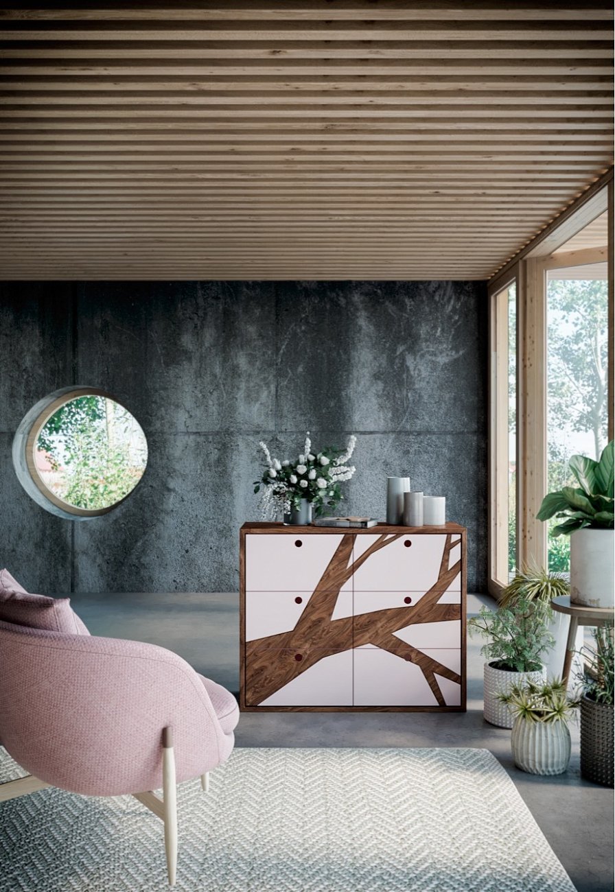 Комод для спальни черный, беленый дуб "Лория" от Odingeniy ODINGENIY ДИЗАЙНЕРСКИЕ 178421 Белый;черный  - Вид №1