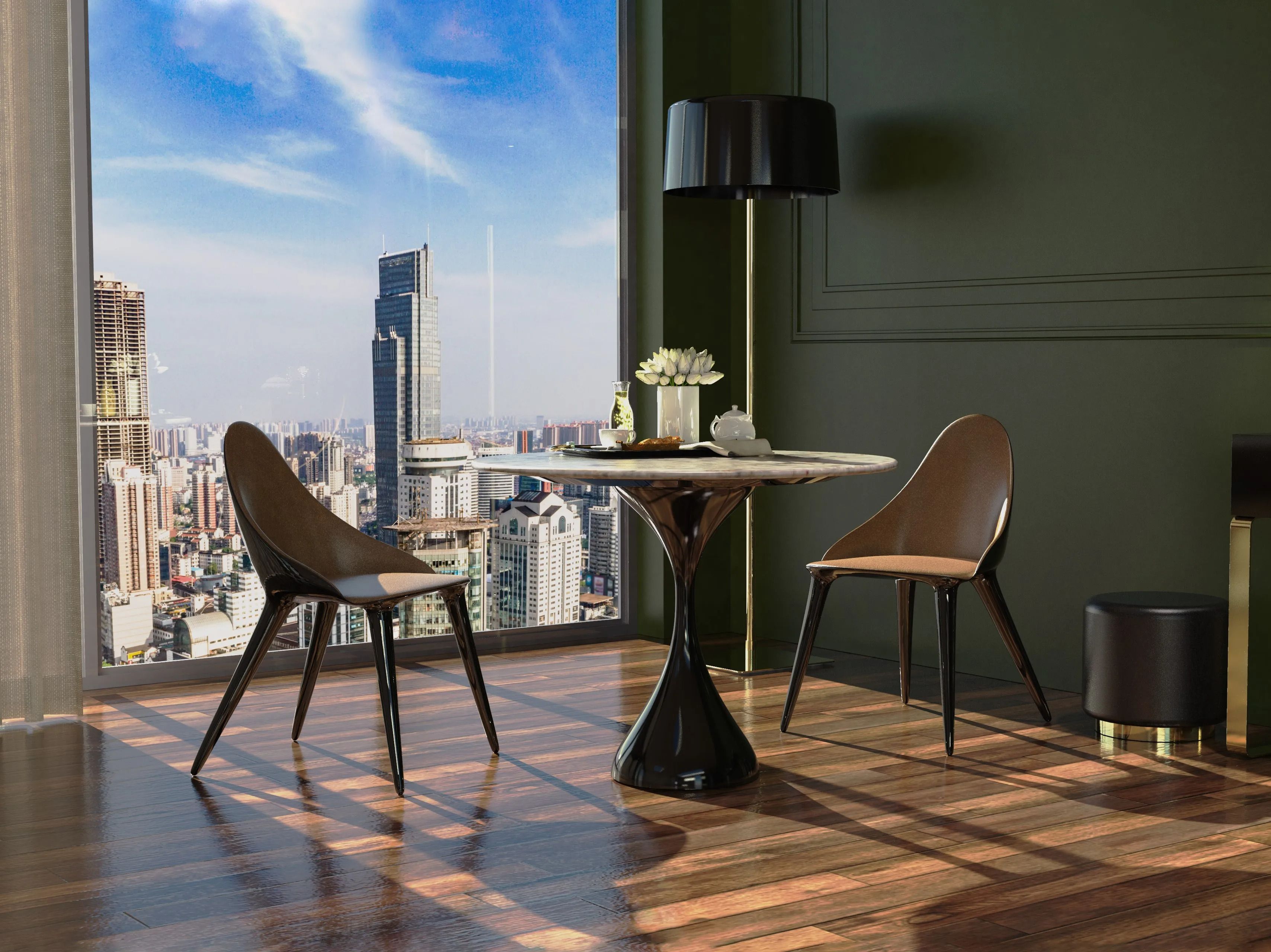 Обеденный стол из стекловолокна и мрамора GANSK MELODY ARCH-00105763 - Вид №1