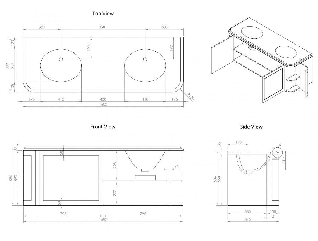 Деревянный подвесной двойной умывальник с дверцами LUSSO CHARSLEY ARCH-00152235 - Вид №6