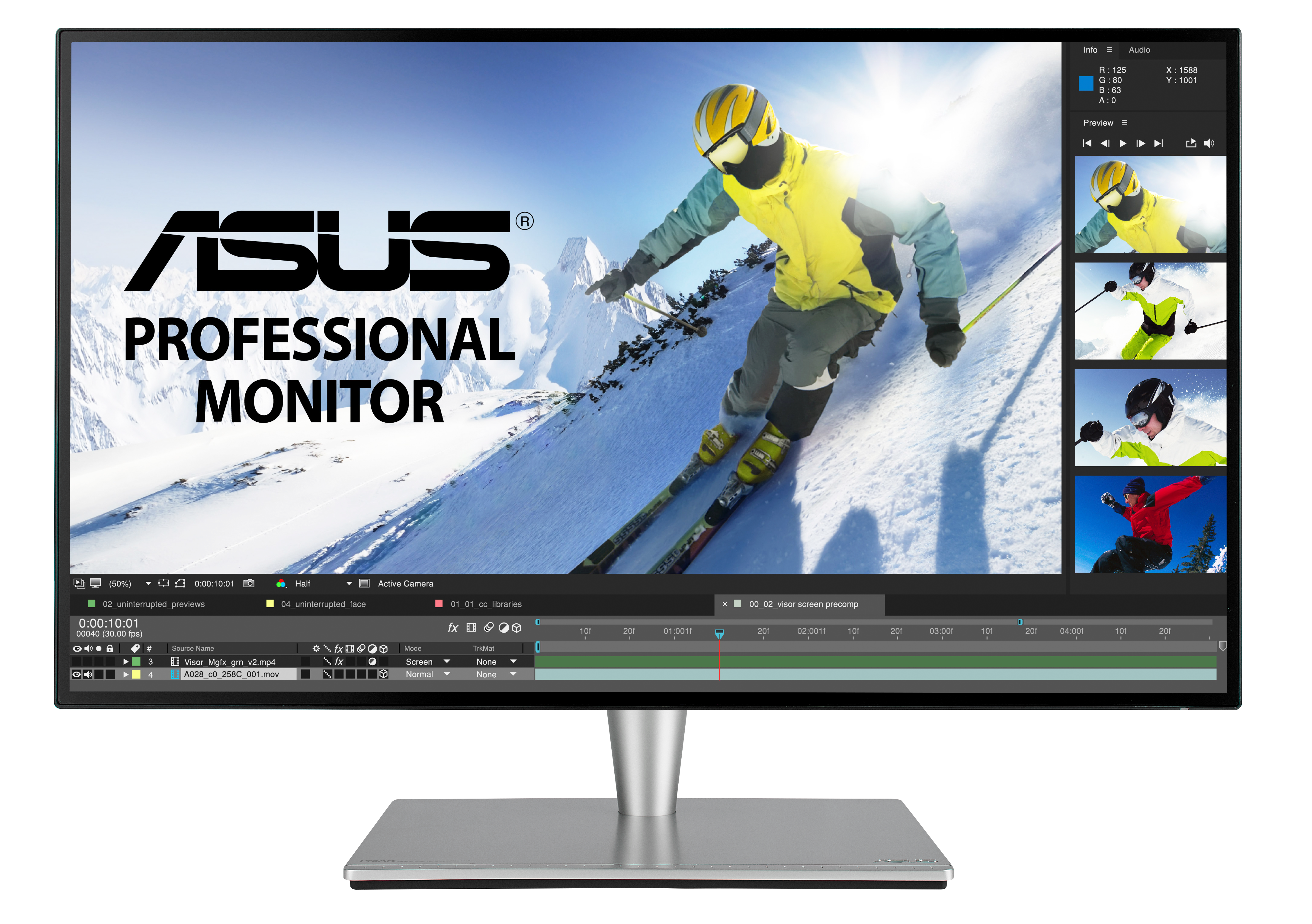 90LM02N0-B01370 proart pa27ac 27" professional monitor, wqhd (2560x1440), ips 4 side-frameless, hdr, 100% srgb/rec.709, △e< 2, thunderbold typec usb 3/bk/5ms/dp+hdmi+speaker ASUS ASUS ProArt Santreyd  - Вид №1