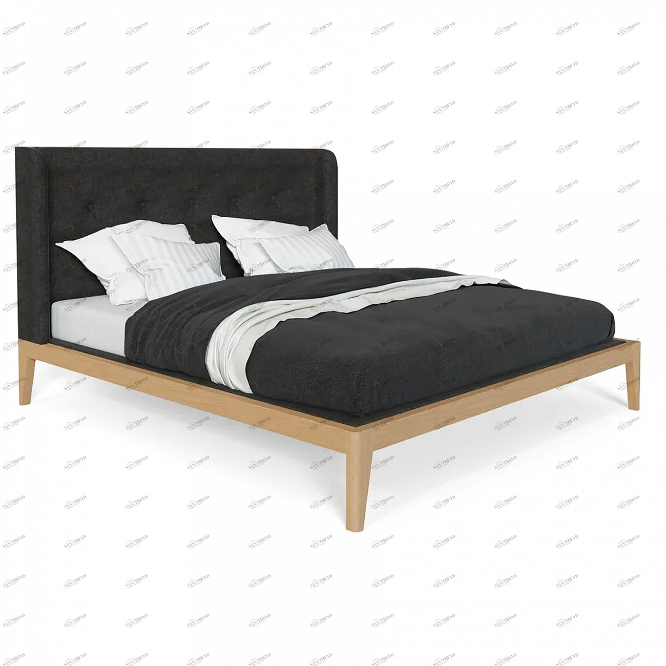 Кровать двуспальная с мягким изголовьем 160x200 темно-серая Fly soft new BRAGIN DESIGN ДИЗАЙНЕРСКИЕ 256413 Бежевый;черный 