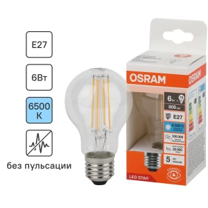 85306934 Лампа светодиодная Osram А E27 220/240 В 6 Вт груша 806 лм холодный белый свет STLM-0914812