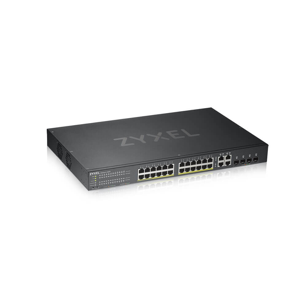GS192024HPV2-EU0101F gs1920-24hpv2 hybrid smart switch poe+ nebula flex, 24xge poe+, 4xcombo (sfp/rj-45), budget poe 375w, standalone / cloud management ZyXEL Santreyd  - Вид №3
