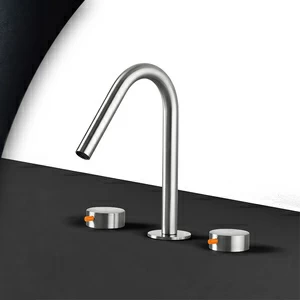 Смеситель для раковины сталь матовая с оранжевой ручкой Toki Radomonte TKI23SCIL34