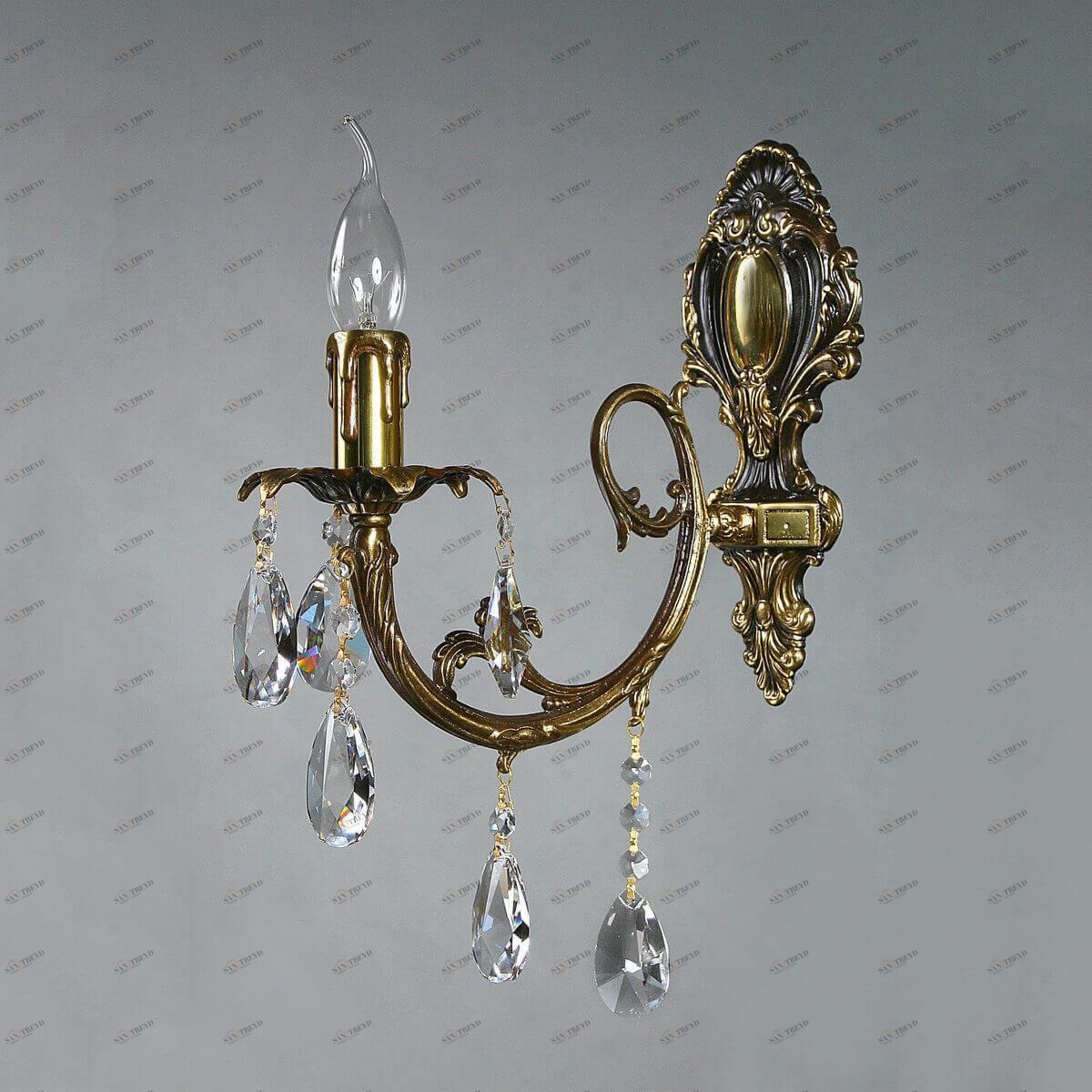 Бра настенное бронзовое Ambiente Alicante 8888/1 PB Tear drop AMBIENTE СВЕЧА 00-3927902 Бронза 