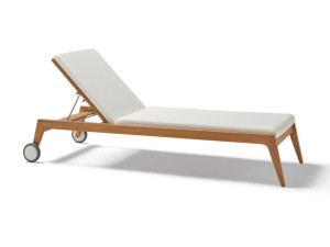 Садовая кровать с откидной спинкой из тикового дерева с колесами