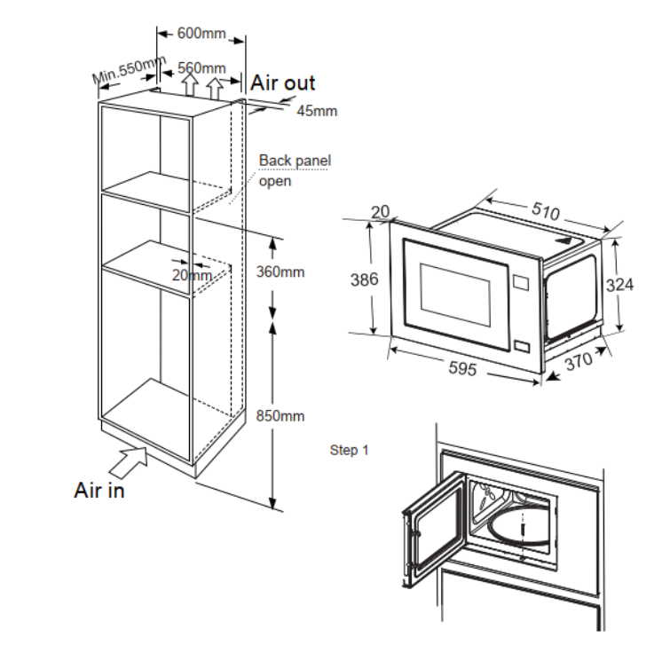 9202554 Встраиваемая микроволновая печь Meferi MMO6025BG ULTRA бежевый STDN-0121524 - Вид №13
