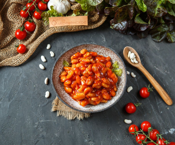 6095 Фасоль белая консервированная в томатном соусе Вкусляндия  - Вид №1