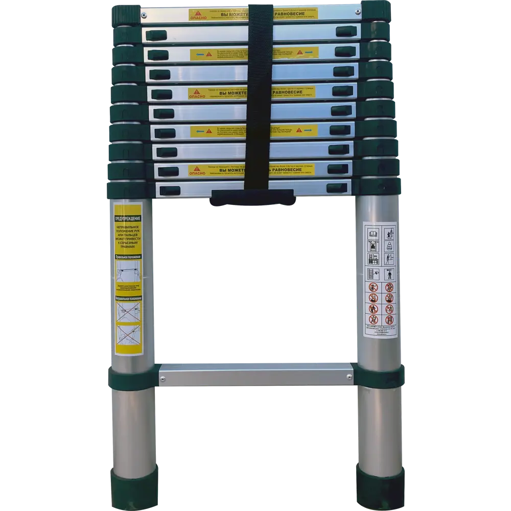 Лестница телескопическая 1-секционная Alumet до 3.2 м 11 ступеней АЛЮМЕТ STLM-2169229 - Вид №2