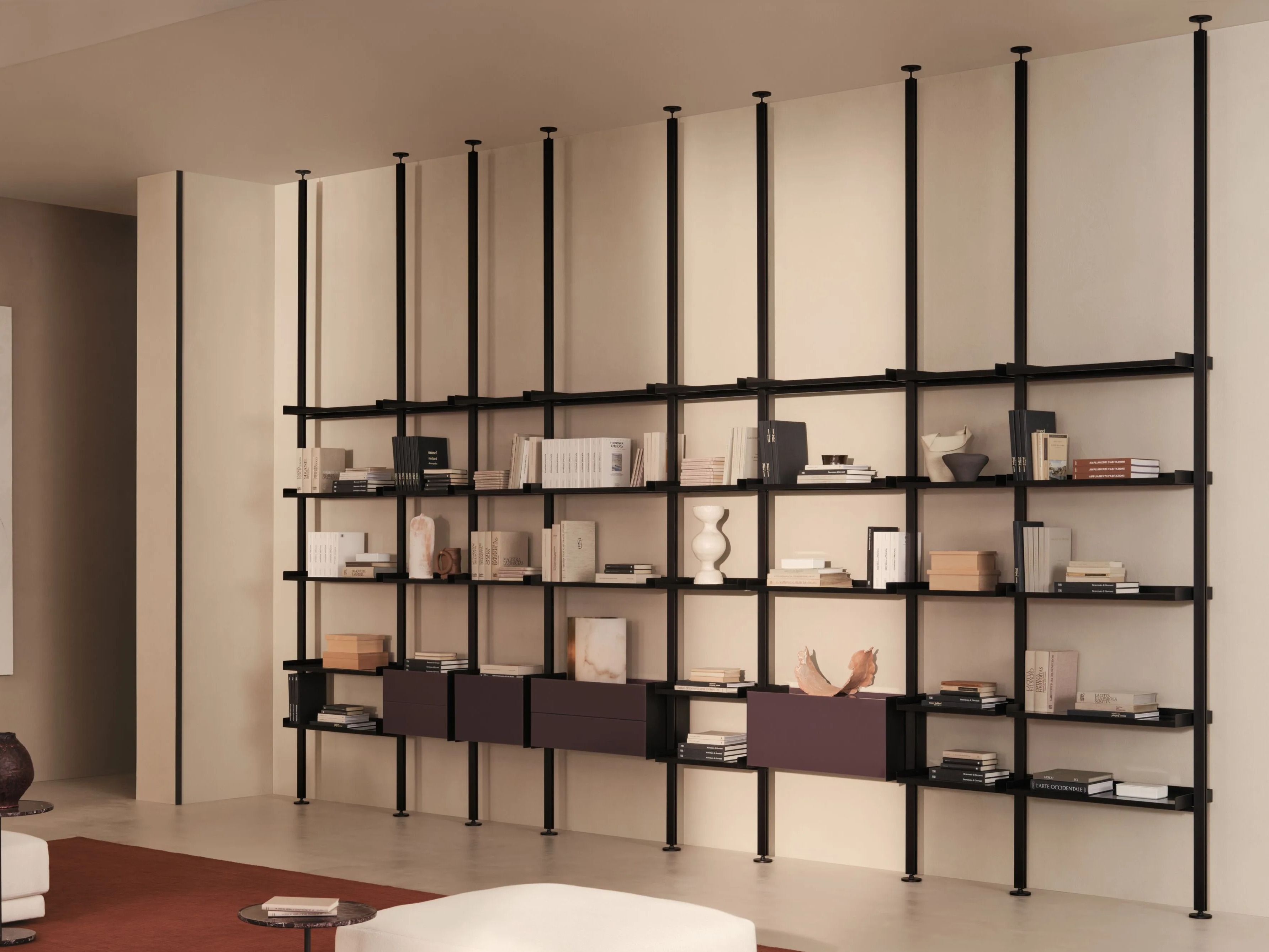 Книжный шкаф из анодированного алюминия с креплением пол-потолок DE PADOVA SAINTPAUL ARCH-00028198 - Вид №1