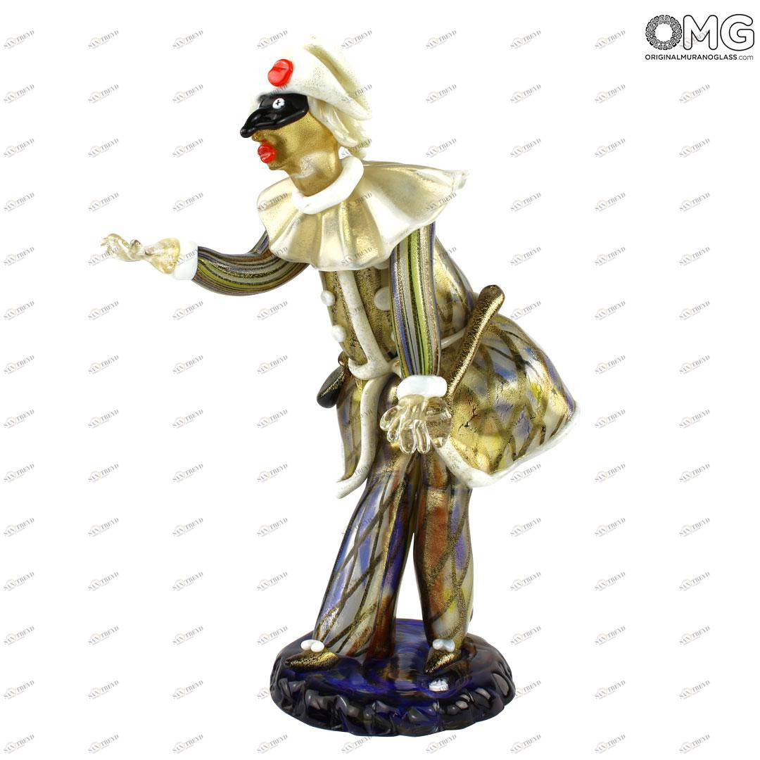 150 ORIGINALMURANOGLASS Статуэтка Арлекино - карнавальный персонаж - автор Walter Furlan - муранское стекло OMG  см 