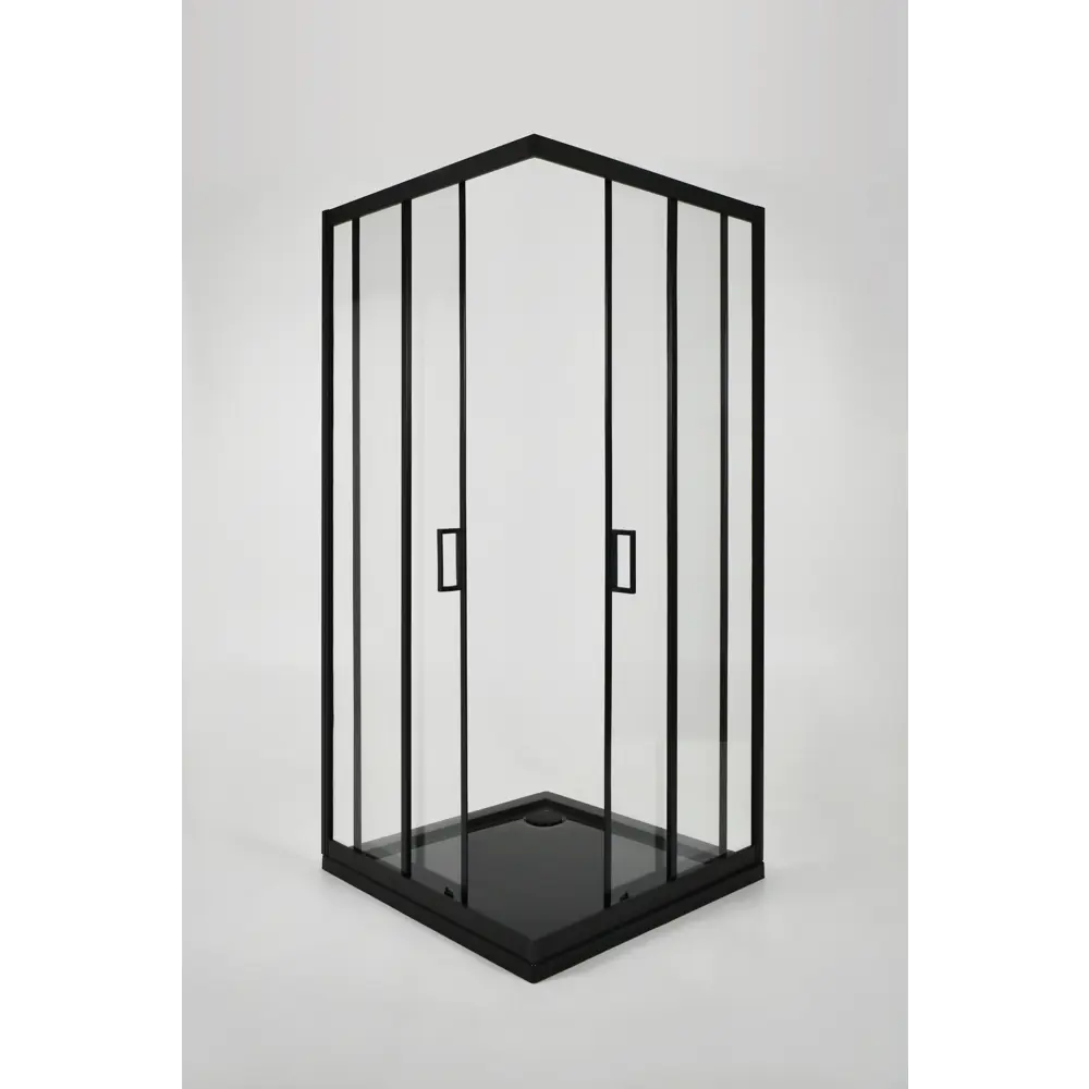 Душевая ширма Метакам Apart Black квадратная 90x90x185см цвет профиля черный раздвижная стекло 4мм прозрачное STLM-2206302 - Вид №6