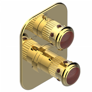 U7C-5500BE Ручка регулировки и маховик 2-канального переключателя для термостатического смесителя арт. 5500AE Thg-paris Trocadéro с красной яшмой Золото