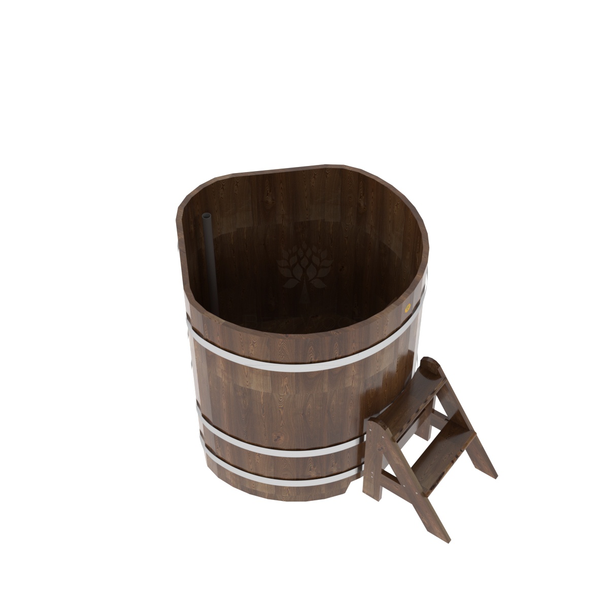 1567 Купель угловая из сращенных ламелей лиственницы 1,03х1,03х1,1 морёная Alyarus  - Вид №1