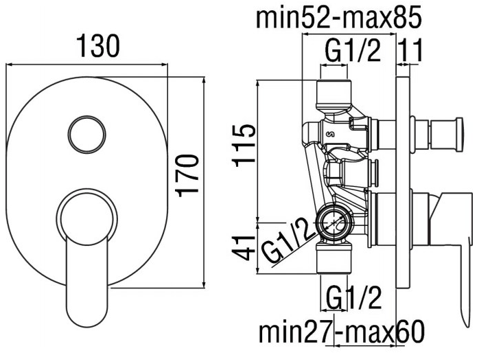 Nobili Rubinetterie Смеситель для душа, однорычажный, с переключателем Sand sun-id-1425852 - Вид №1