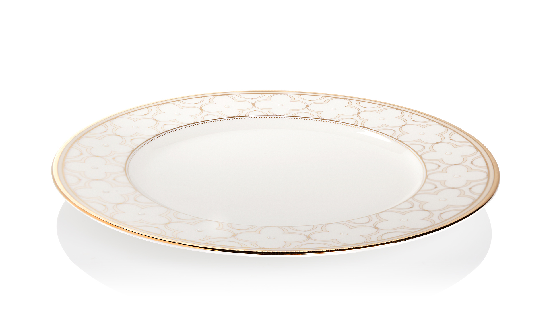 10628670 Noritake Тарелка обеденная Noritake "Трефолио,золотой кант" 28см Фарфор костяной  - Вид №1