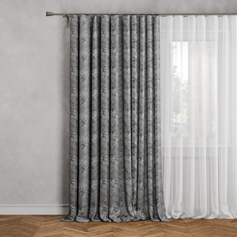 Штора на ленте Огаста 160x280 см цвет серо-черный 89376216 STLM-2112722 MIAMOZA 