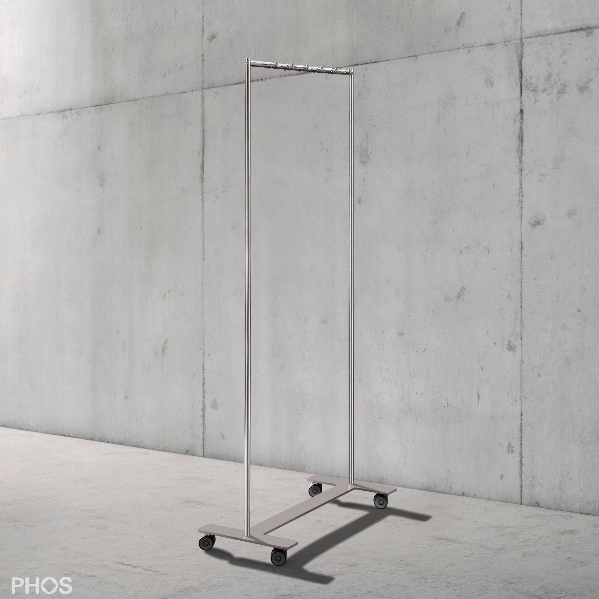 GWT2 Шкаф на колесиках с платяной штангой, 12 крючками и серой опорной плитой PHOS 