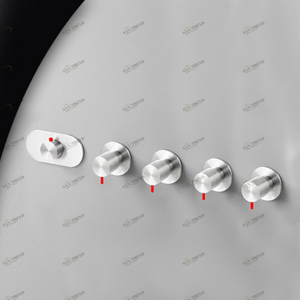 Термостат для душа глянцевая сталь с красной ручкой Toki Radomonte TKI57LCIL25
