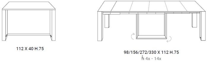 Ozzio Italia Выдвижная прямоугольная консоль  T023  - Вид №22